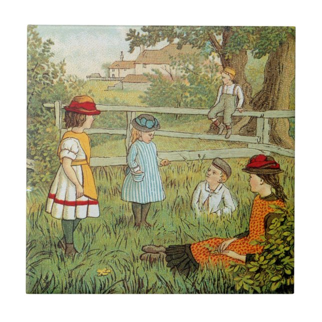 Azulejo Verano del Victorian, niños que juegan en la (Frente)