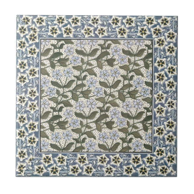 Azulejo Verano Periwinkle Bonito Flor Elegante Floral (Frente)