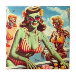 Azulejo Verano Zombie Pin-up
