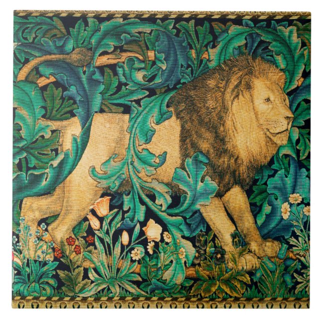 Azulejo VERDAD, ANIMALES FORESTALES LION Floral (Frente)