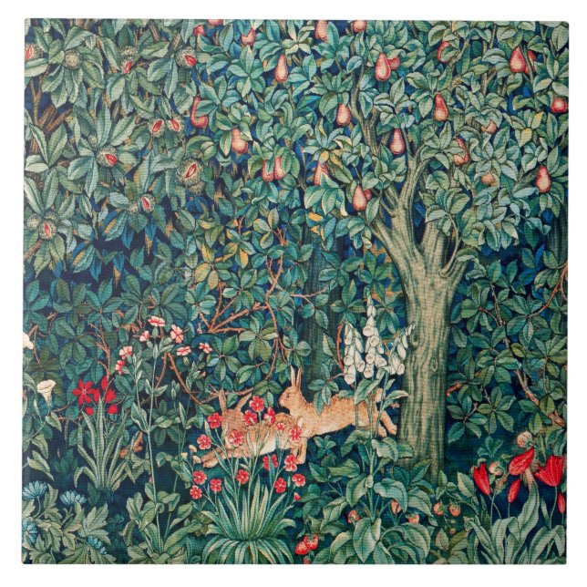 Azulejo VERDAD,OJOS DE ANIMALES FORESTALES,Floral verde (Frente)