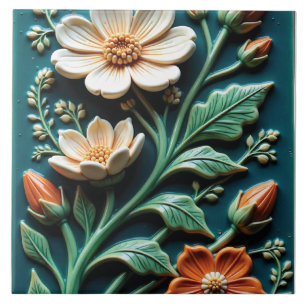 Azulejo Verdant Wildflowers