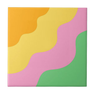 Azulejo Verde amarillo rosado Resumen banda ancha moderna