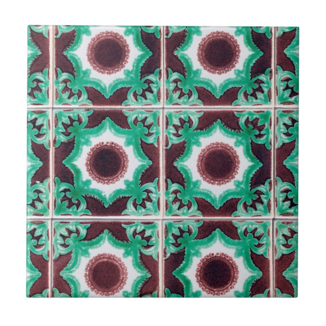 Azulejo Verde Antiguo y Marrón Portugués  (Frente)
