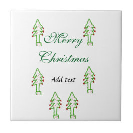 Azulejo Verde árbol de navidad rojo cereza alegría Navidad