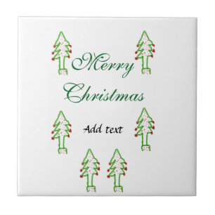 Azulejo Verde árbol de navidad rojo cereza alegría Navidad
