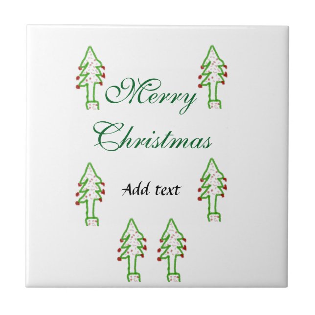 Azulejo Verde árbol de navidad rojo cereza alegría Navidad (Frente)