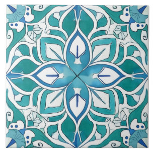 Azulejo Verde azul mediterráneo decorativo