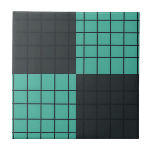 Azulejo Verde azul oscuro gris patrón de cuadrícula modern