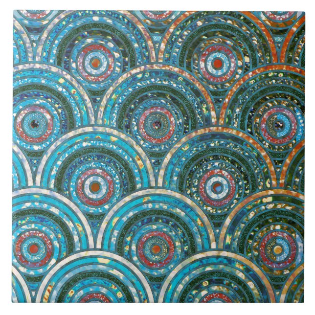 Azulejo Verde azulada de Relieve metalizado Metalizado de  (Frente)