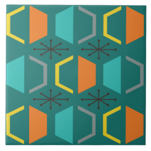 Azulejo Verde azuladas Hexagons modernas de mediados del s