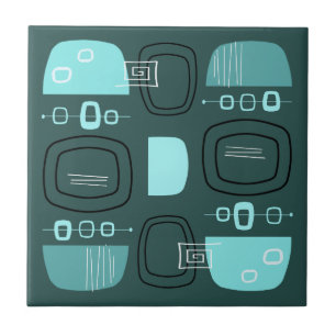 Azulejo Verde azulado de tazones modernos y piedras de med