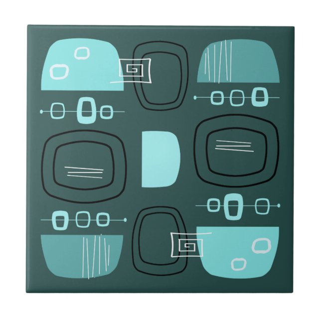 Azulejo Verde azulado de tazones modernos y piedras de med (Frente)