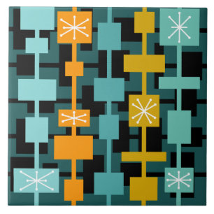 Azulejo Verde azulado multicolor moderno de mediados del s