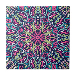Azulejo Verde azulado, rosa, verde y salvavidas Boho Manda