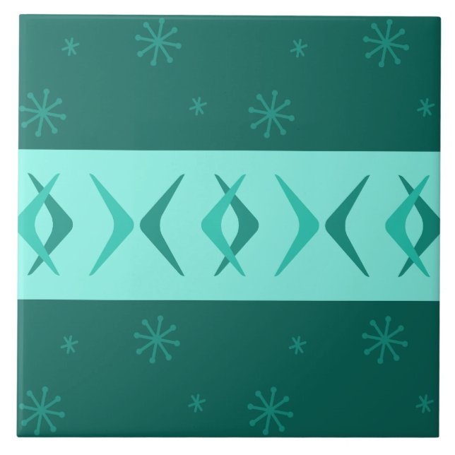 Azulejo Verde azulados Boomerangs modernos de mediados del (Frente)