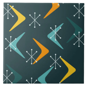 Azulejo Verde azulados estallidos de boomerangs de mediado