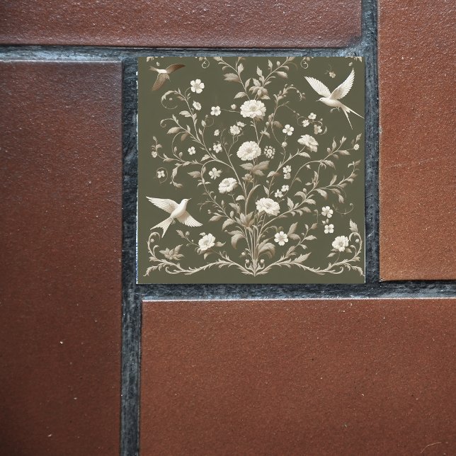 Azulejo verde botánico floral (Subido por el creador)