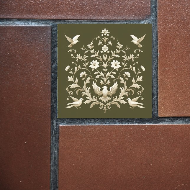 Azulejo verde botánico floral (Subido por el creador)