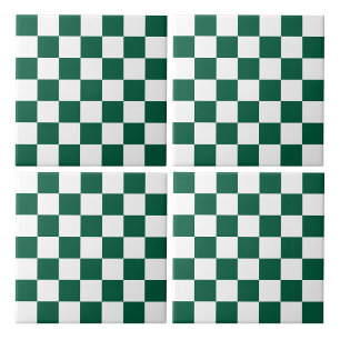 Azulejo Verde Cazador y Cuadros Blancos