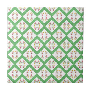 Azulejo Verde Floral a Rayas