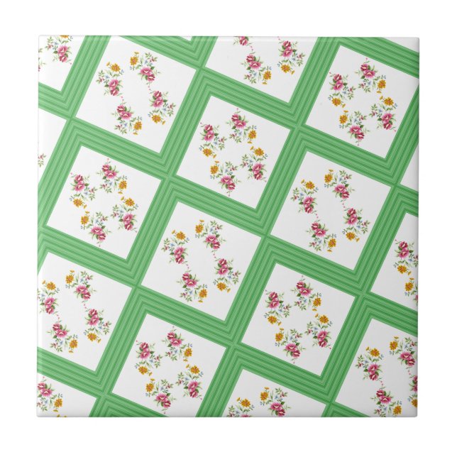 Azulejo Verde Floral de Franja (Frente)