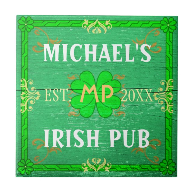 Azulejo Verde irlandés del Pub de la barra casera (Frente)