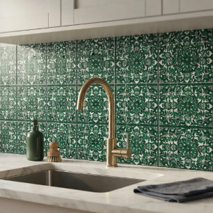 Azulejo verde italiano de cerámica mayólica