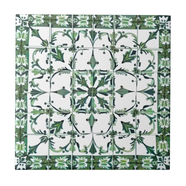 Azulejo Verde, marroquí,mosaico, (Frente)