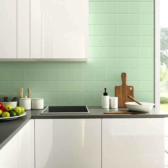 Azulejo Verde Menta (Cocina y Baño Retro) Cuadrado (green kitchen backsplash)