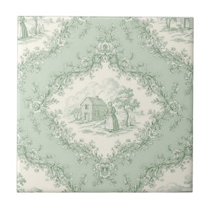 Azulejo Verde Menta Toile Floral Francés Campestre - Casa 