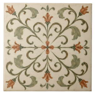 Azulejo Verde Oliva Vid Curling Floral Toscana