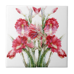 Azulejo Verde rosa de Cactus florido victoriano