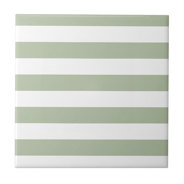 Azulejo Verde salvia claro y rayas blancas (Frente)