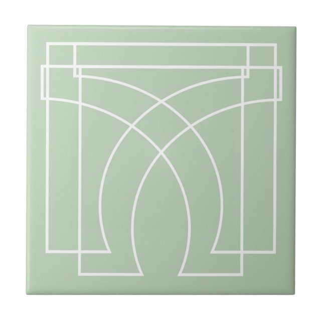 Azulejo Verde Salvia Geométrico Moderno (Frente)
