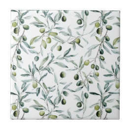 Azulejo Verde Salvia País Francés Acuarela Olivo