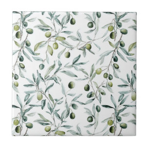 Azulejo Verde Salvia País Francés Acuarela Olivo