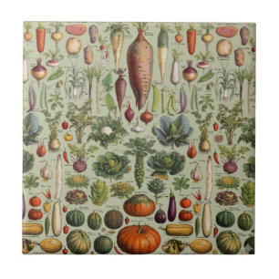 Azulejo verduras de jardín botánico francés vintage