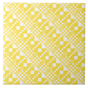 Azulejo Verificado, verifica en blanco y amarillo limón