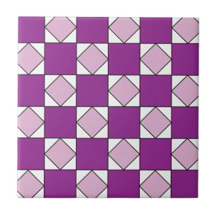 Azulejo Verificadores de diamantes de cuadrado púrpura