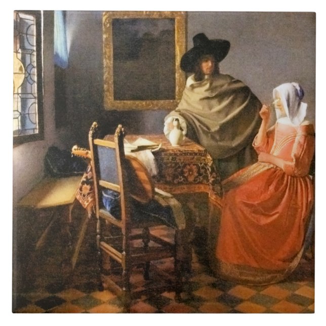 Azulejo Vermeer - El vaso del vino, (Frente)