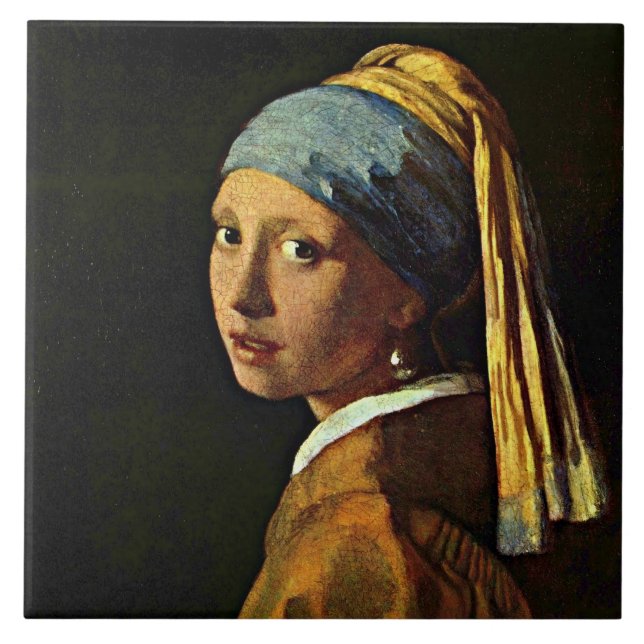 Azulejo Vermeer: Muchacha con un pendiente de perla (2) (Frente)