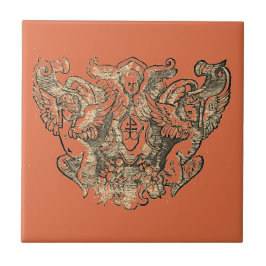 Azulejo Vermillion – Angels – Coat of arms Emblem baroque