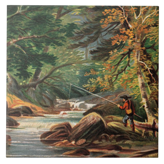 Azulejo Vermont Scenery, The Trout Stream, (Frente)