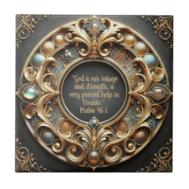 Azulejo Versículo de la Biblia con Metal y Joyas Adornado 