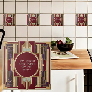 Azulejo Versículo de la Biblia personalizable Art Deco