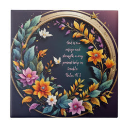 Azulejo Versículos de la Biblia con marco floral de fondo 