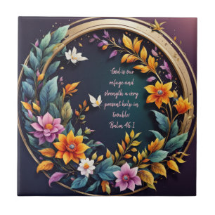 Azulejo Versículos de la Biblia con marco floral de fondo 
