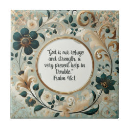 Azulejo Versículos de la Biblia en marco verde y beige