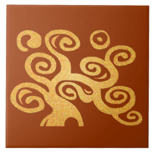 Azulejo Versión oro del árbol de la vida